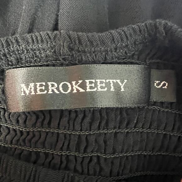 Merokeety Womens Maxi Dress Small Smocked Tiered Dark Cottage Dark Fairy Whimsy - Picture 2 of 15